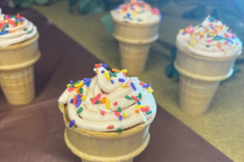Strawberry Cake Cones with Strawberry Buttercream Frosting (no food dye)
